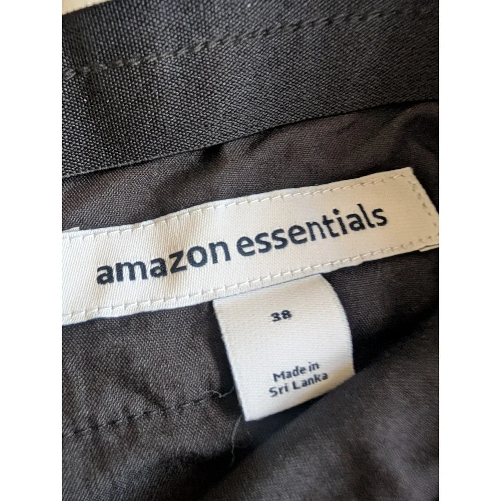 Amazon Essentials Mens Green Slim Fit Chino Shorts Cotton Zip Pockets Size 38